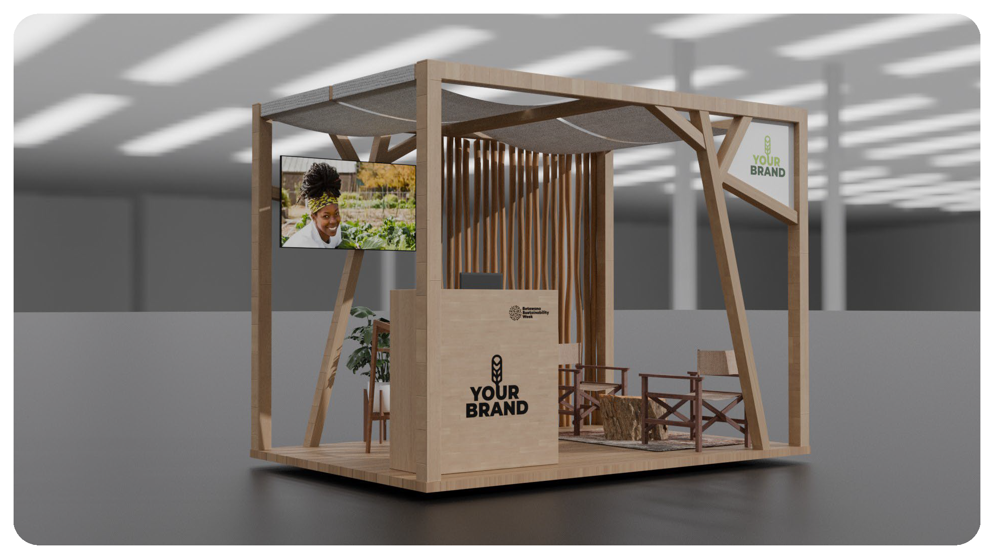 3 by 2 metre branded exhibition stall