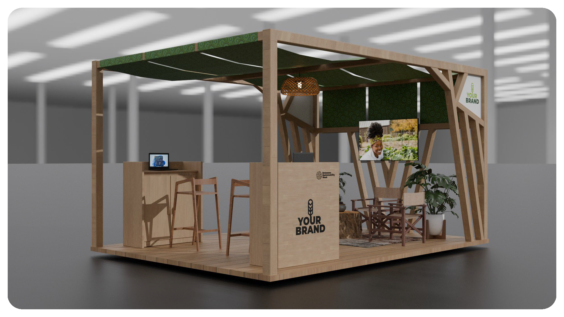 4 by 3 metre branded exhibition stall